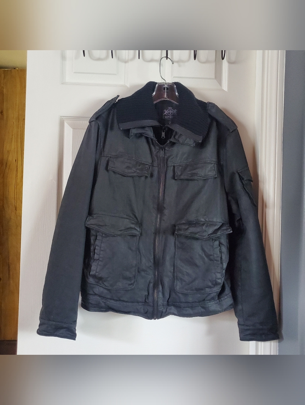 Express Militaryβ Utility Jacket Moto Removable Ribbed Collar Y2K Rock Punk Med